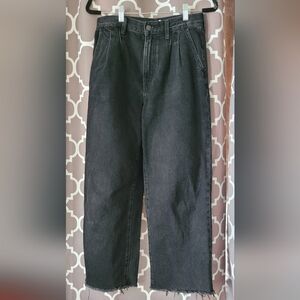 Madewell Black High-Waisted Baggy Jeans W/ Distressed Hem